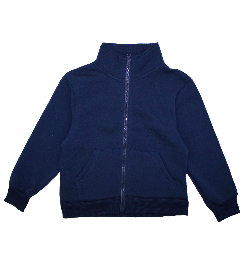 Chaqueta polar con cuello delantero y cremallera para niños de 4 a 7 años, azul marino - 0273304