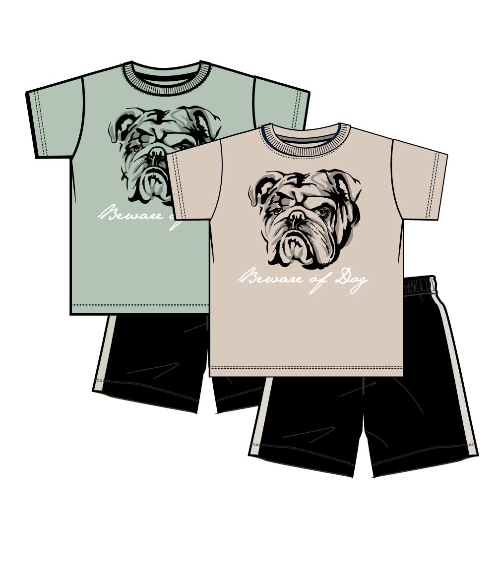 S1OPE Jersey Top Bull Dog Screen Athletic Shorts-1378388