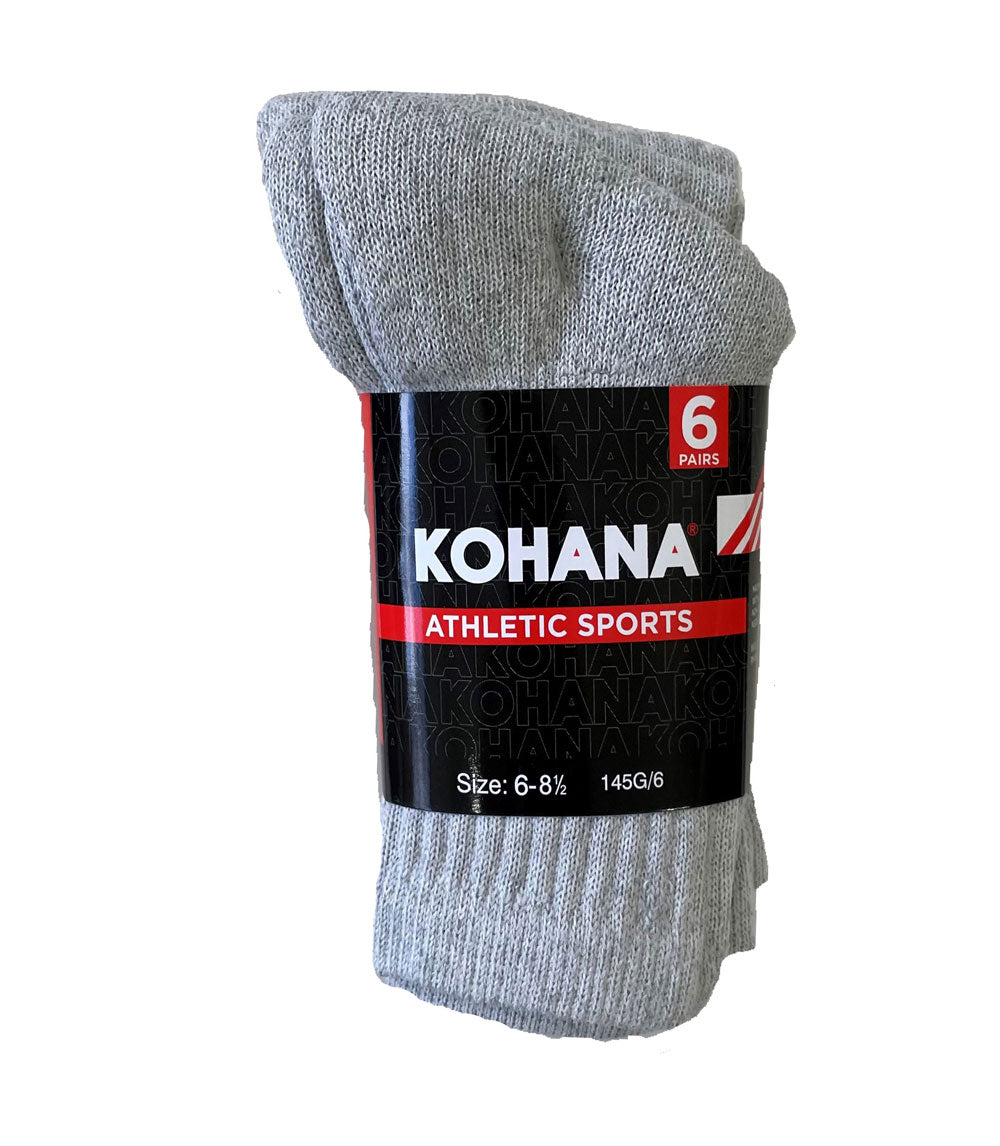 Socks - 6-8 1/2 Grey Crew Socks - 6 Pair Bundle - 145G-6