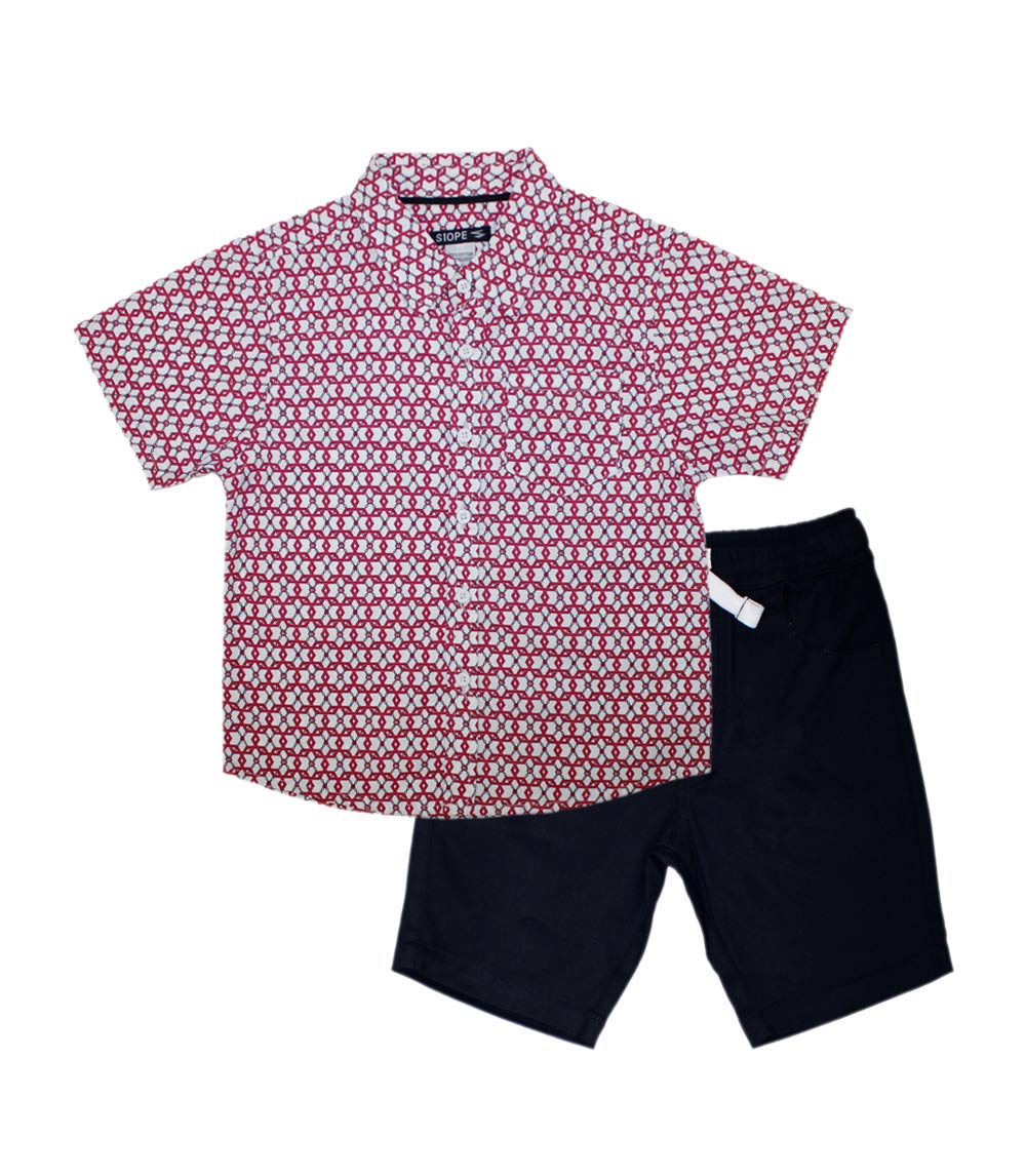 S1OPE Toddler Woven Top Printed and Twill Shorts -1470702