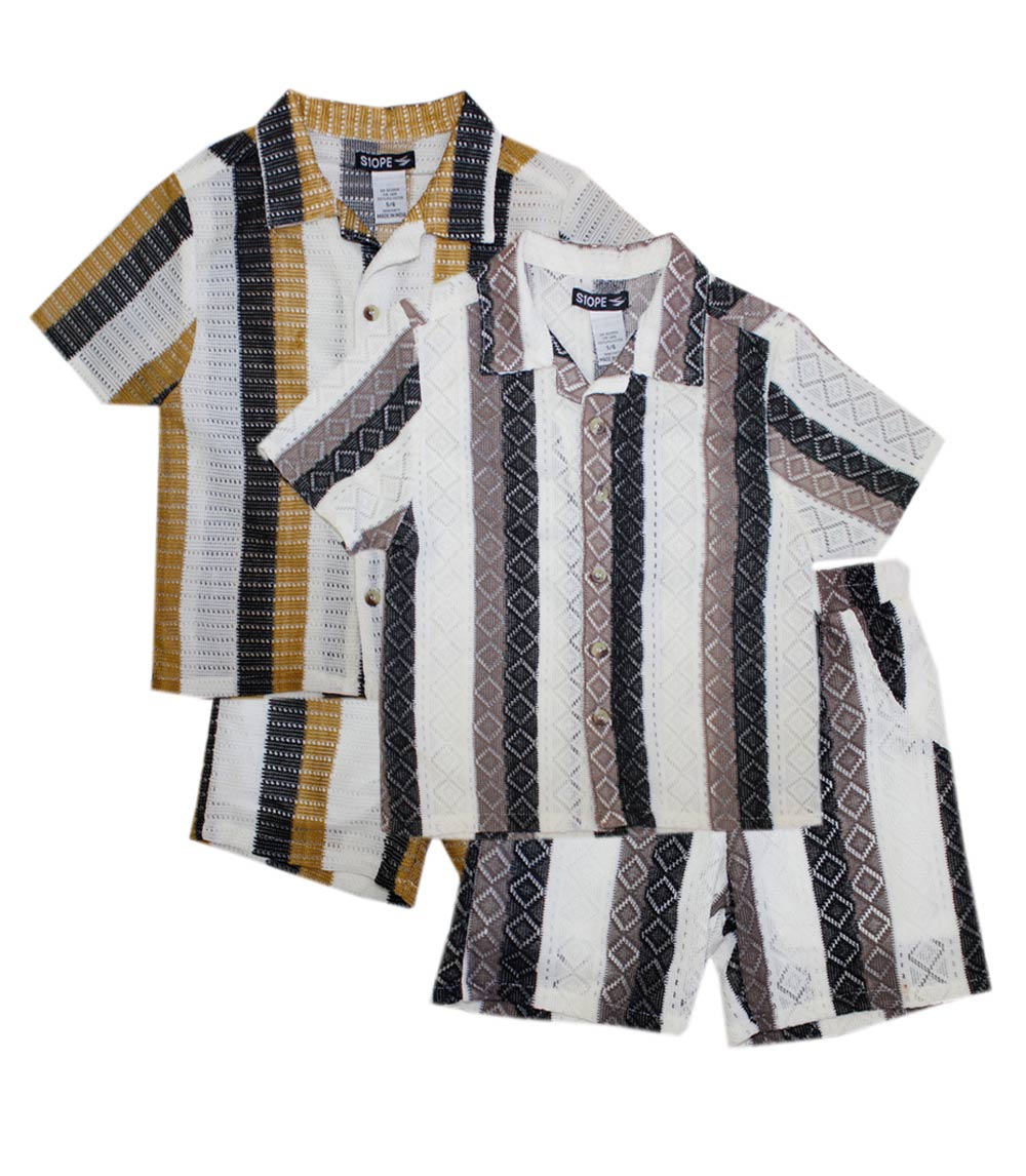 S1OPE Boys Woven Open Collar Short Set - 1490701