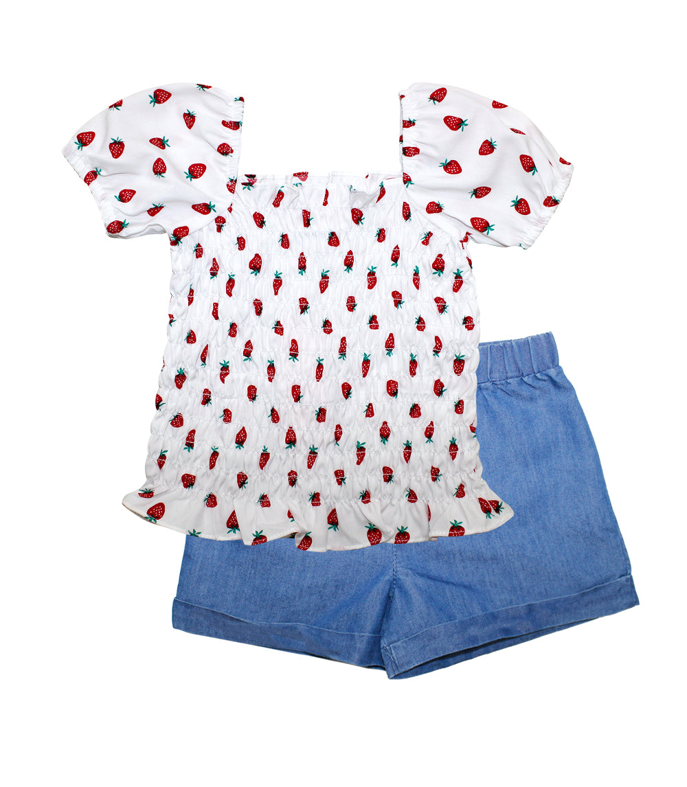GIRLS PINK Conjunto de top de crepé de poliéster con short vaquero - 2152904