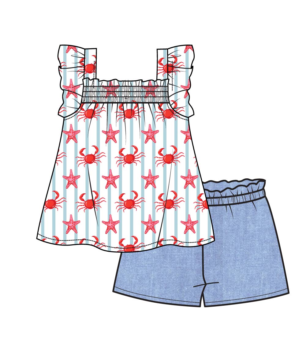 GIRLS PINK Double Layered Top and Denim Short Set - 2167802
