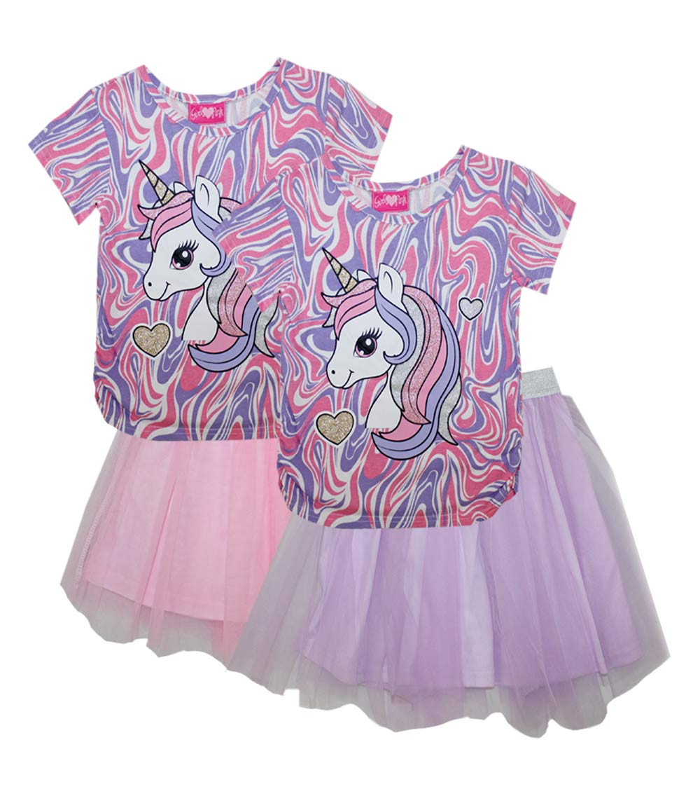 GIRLS PINK Blusa y falda tutú de unicornio para niñas de 7 a 12 años - 2435427
