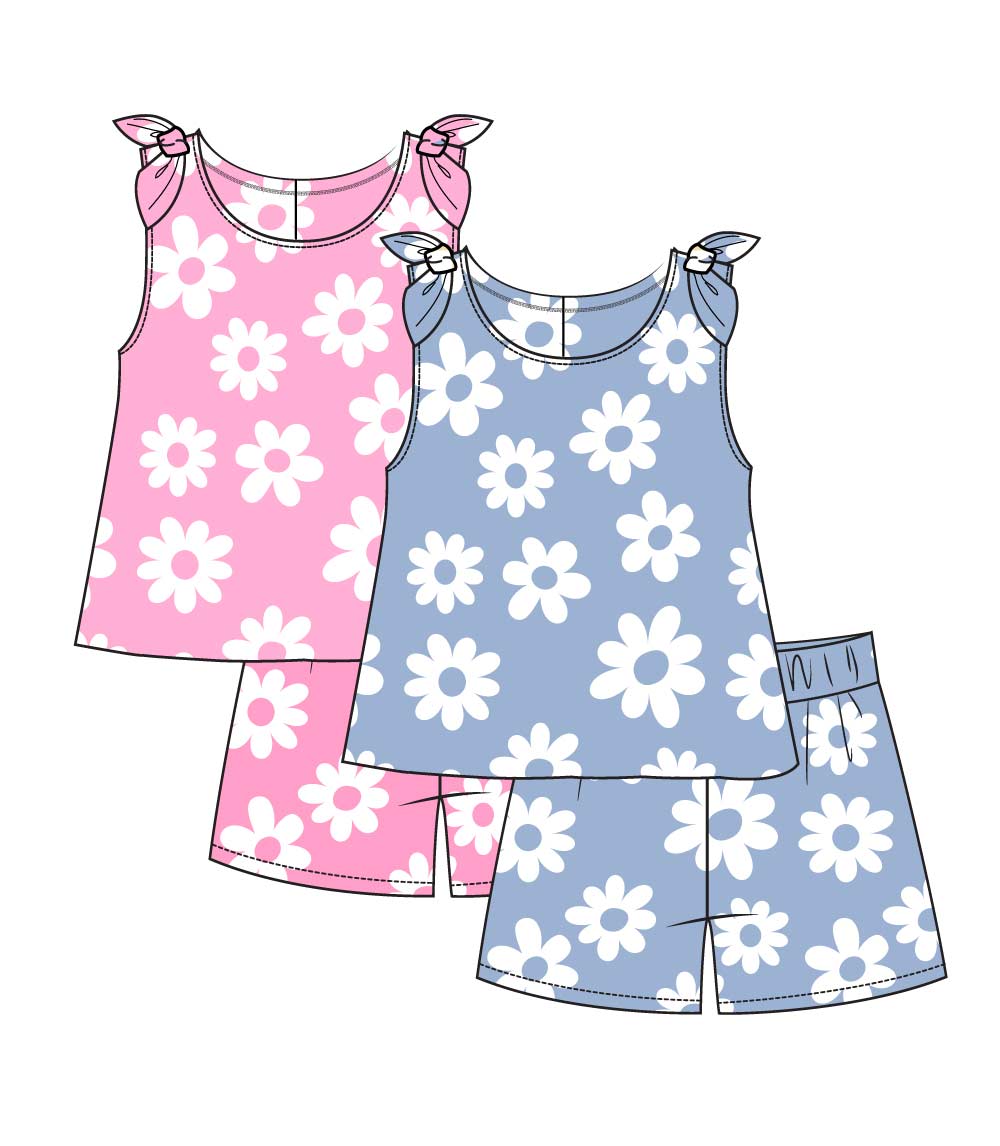 GIRLS PINK Top With Bows On Straps Woven Short Set - 2850302