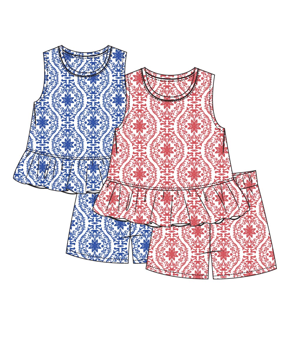 GIRLS PINK Peplum Top with Woven Short Set - 2866102