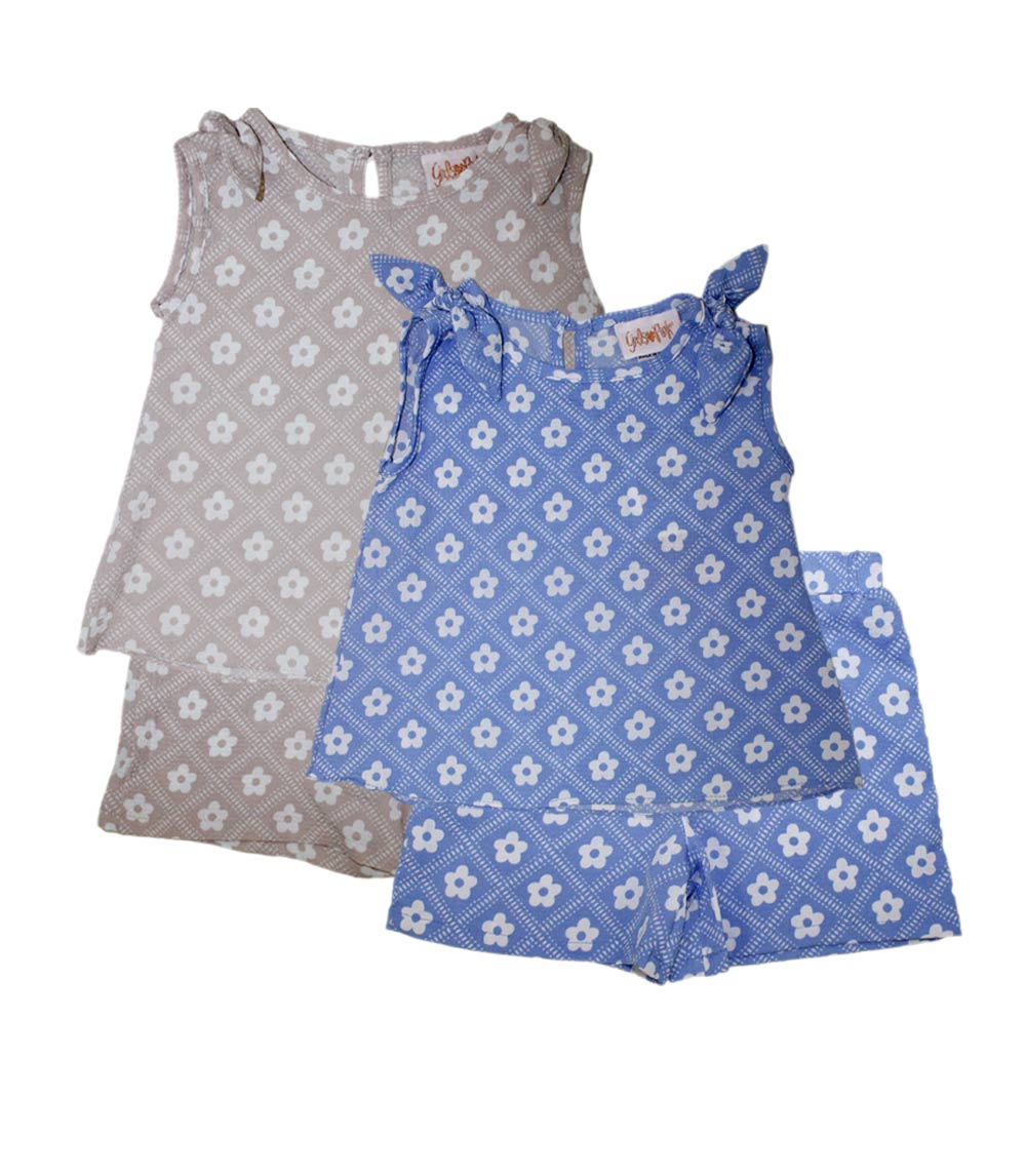 GIRLS PINK Top With Bows On Straps Woven Short Set - 2883202