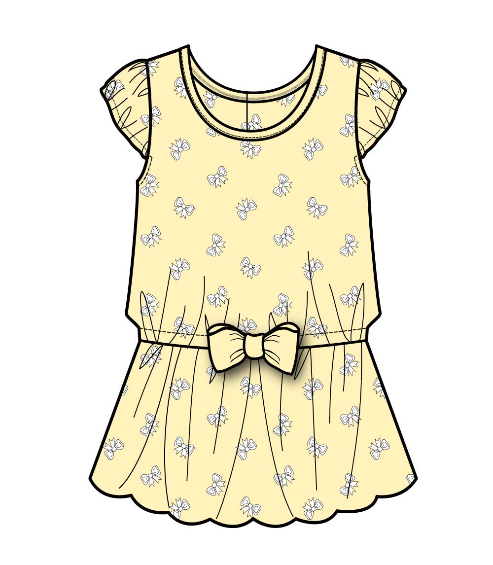 GIRLS PINK Bow Print Gingham Dress with Bow - 3507402
