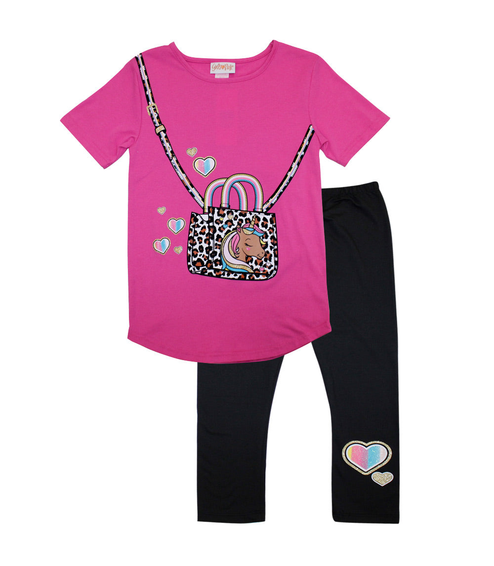 GIRLS PINK Diseño de Monedero y Unicornio en la blusa y pantalon leggings - 6387627