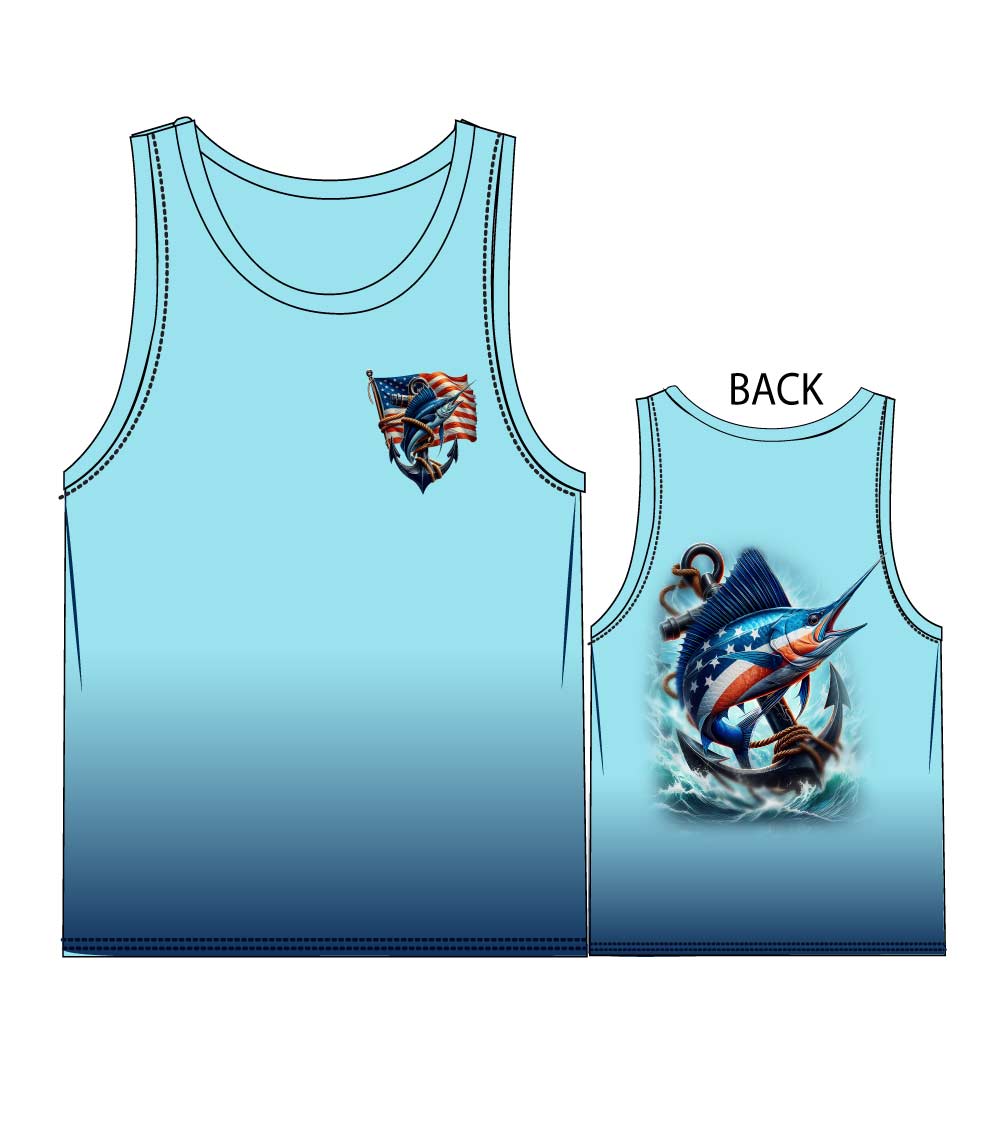 Camiseta de tirantes musculosa de alto rendimiento para hombre con estampado de peces - 7534609