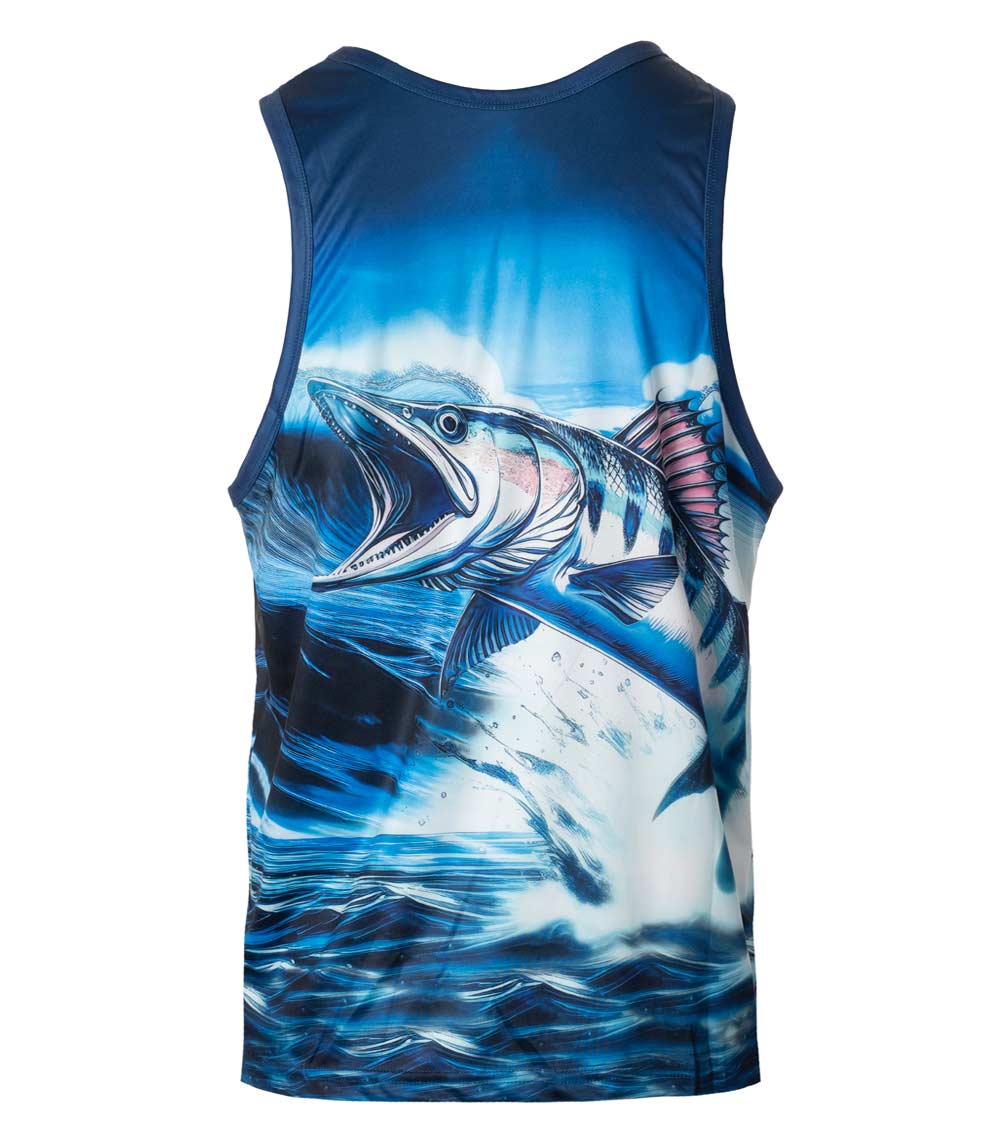 Men Performance Muscle Tank Top Fish Graphic-7536009