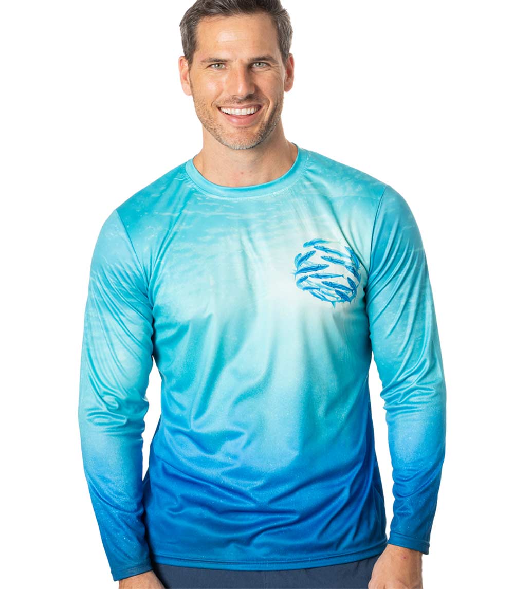 Men Performance L/S Top Deep Sea Fish Design-7601609