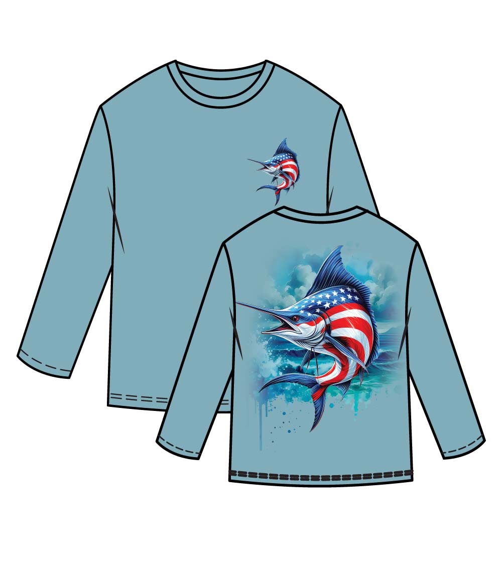 Men Performance Top Marlin Fish USA Flag Graphic-7611509