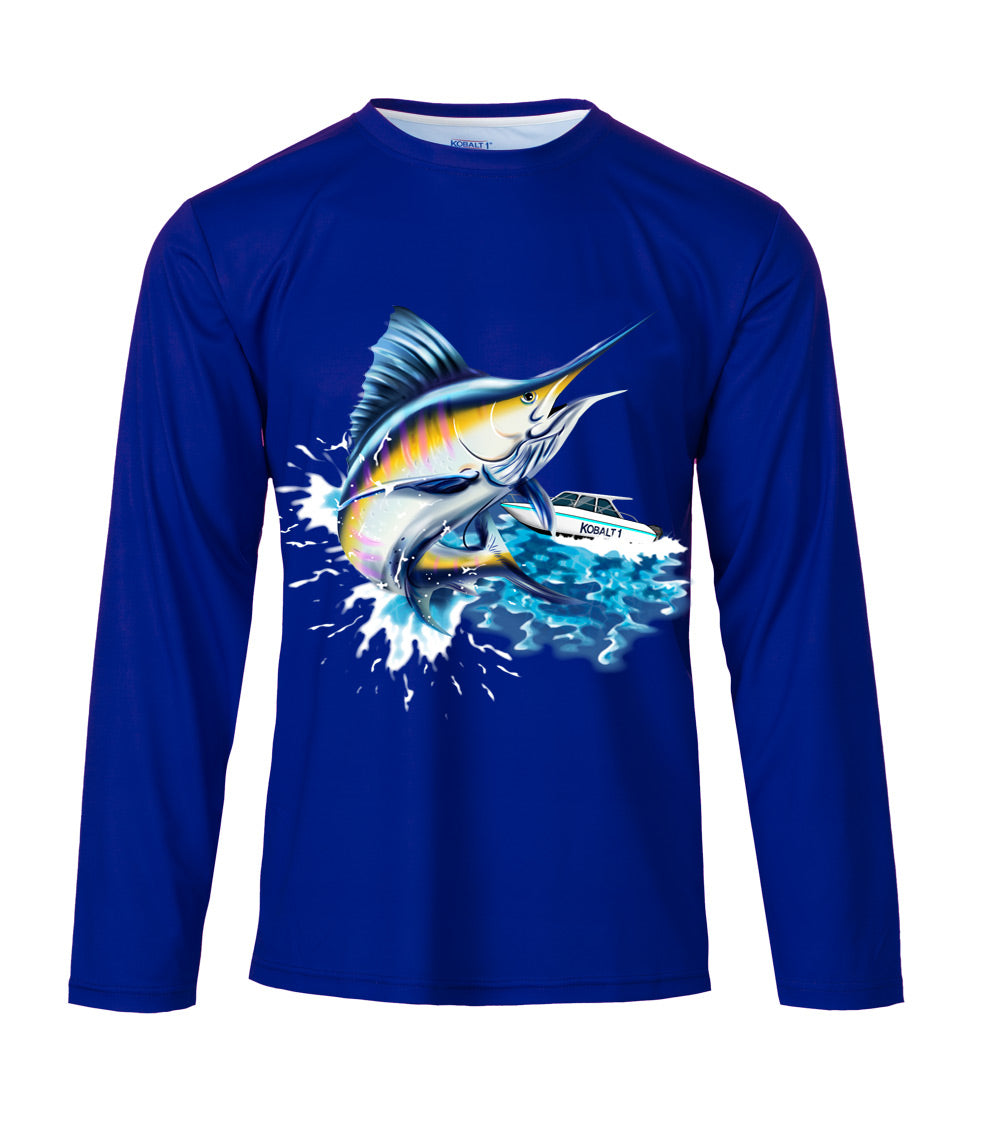 Camiseta de rendimiento para niños con estampado de pez marlín - 7653902