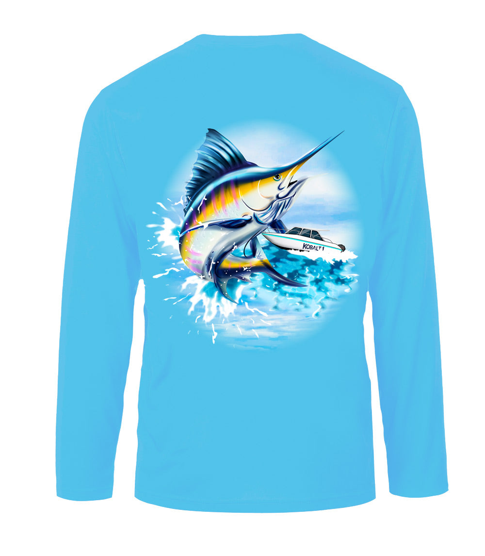 Men Performance L/S Crew Neck w Printed Fish - 7661409