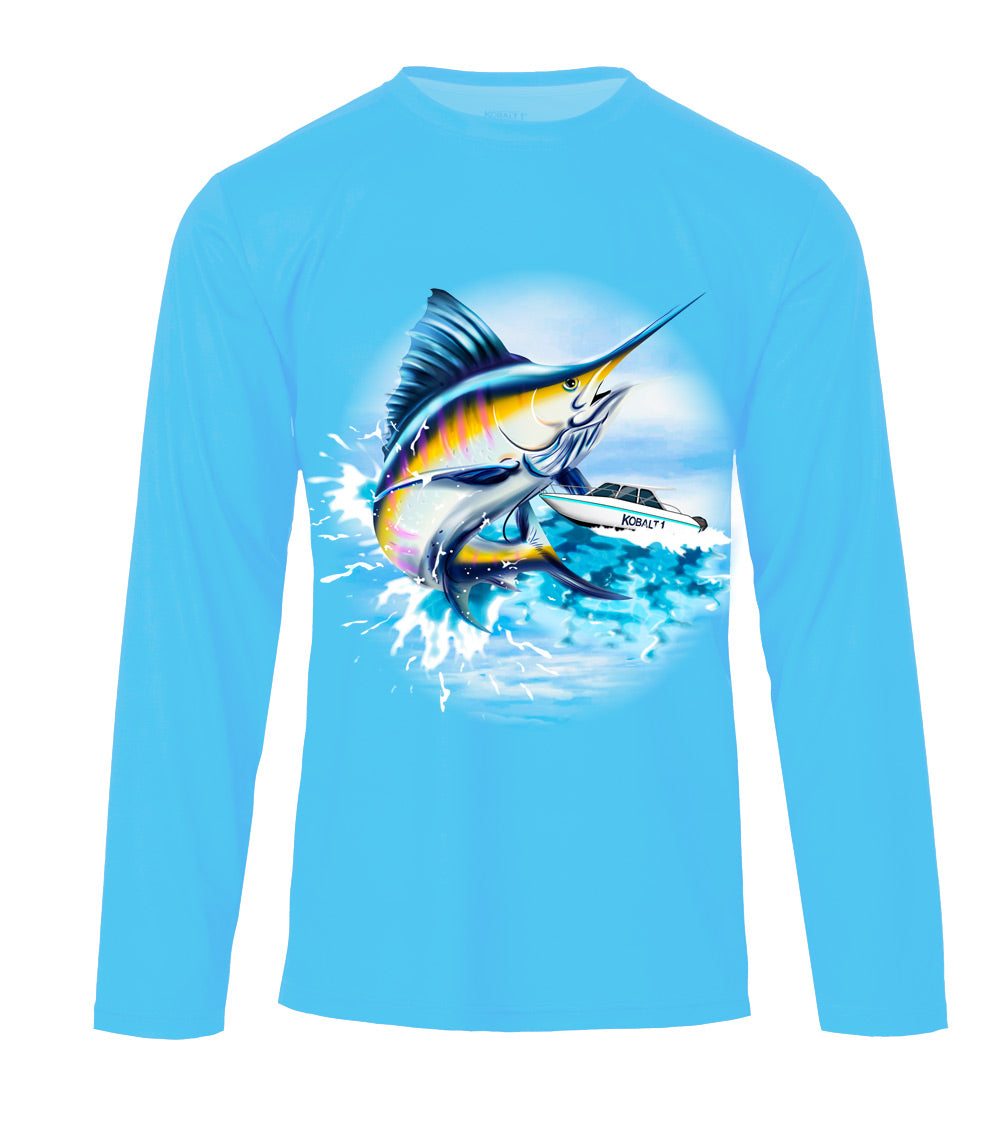 Men Performance L/S Crew Neck w Printed Fish - 7661409