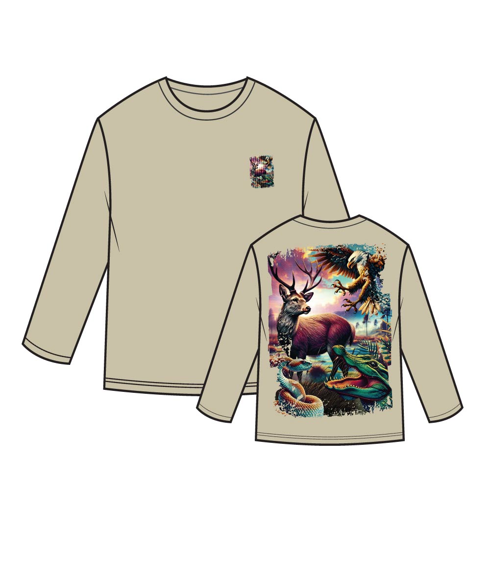 Men Performance L/S Top Animal Wildlife Design - 7662309