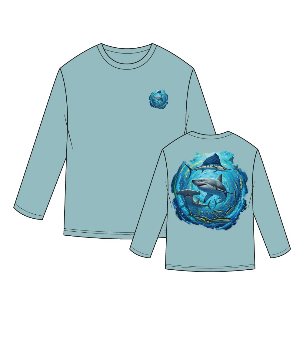 Men Performance L/S Top Shark Reef Design - 7675709