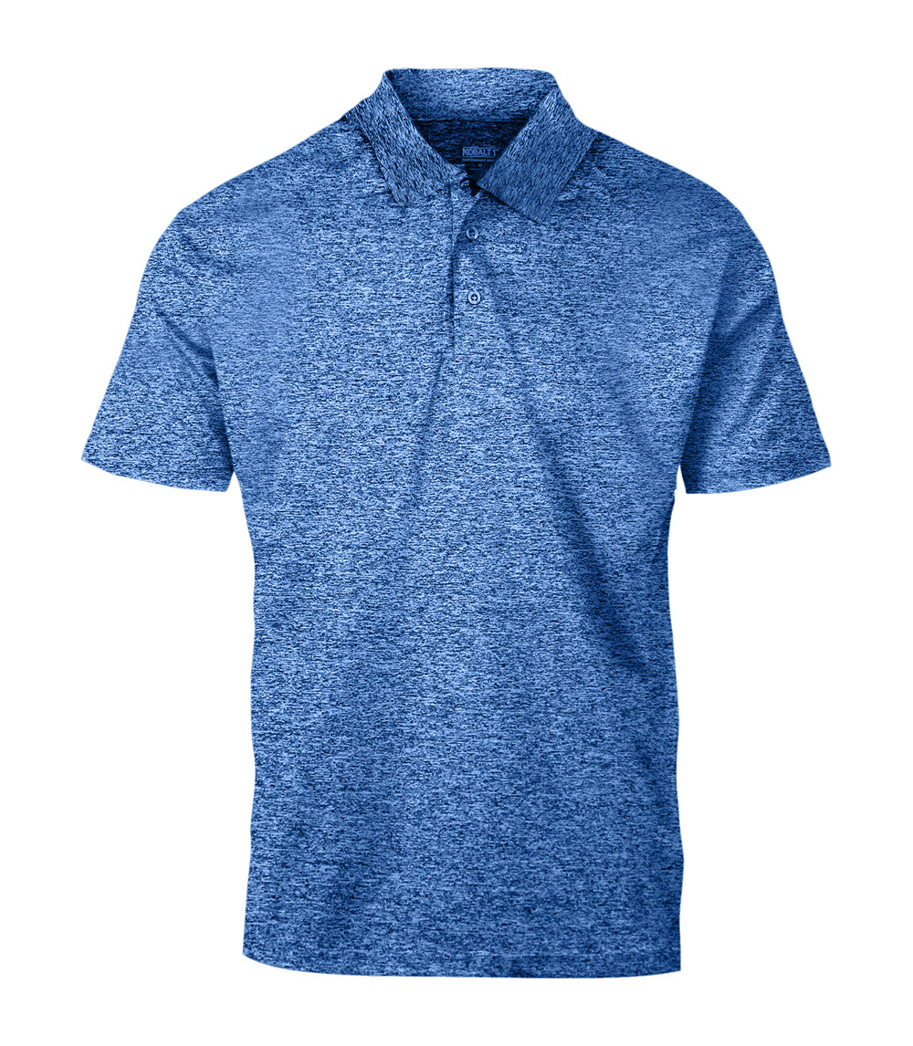 Polo de malla cerrada de alto rendimiento para hombre, azul marino jaspeado - 7741109