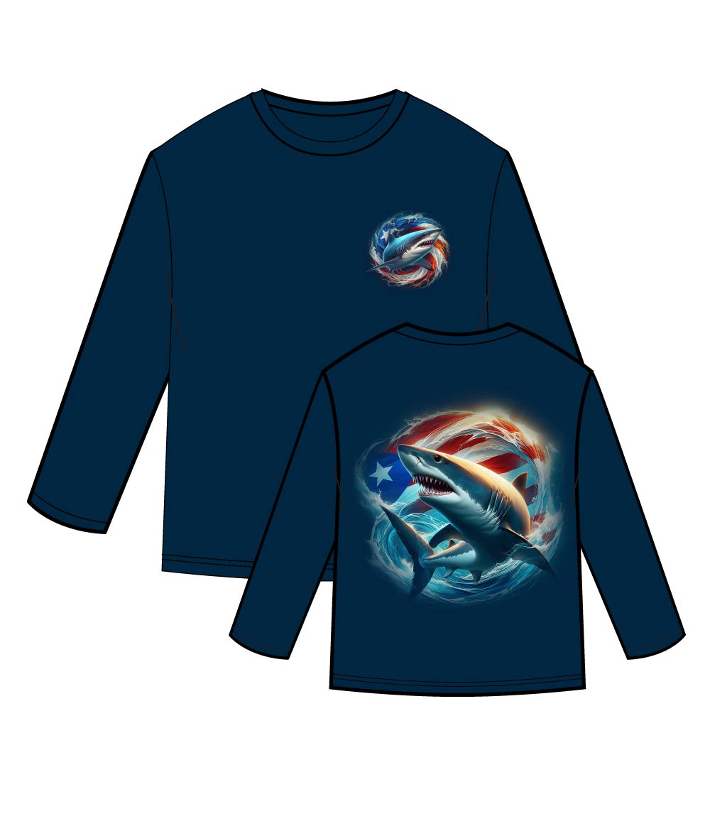 Camiseta de manga larga de alto rendimiento para hombre con estampado de peces - 7676909