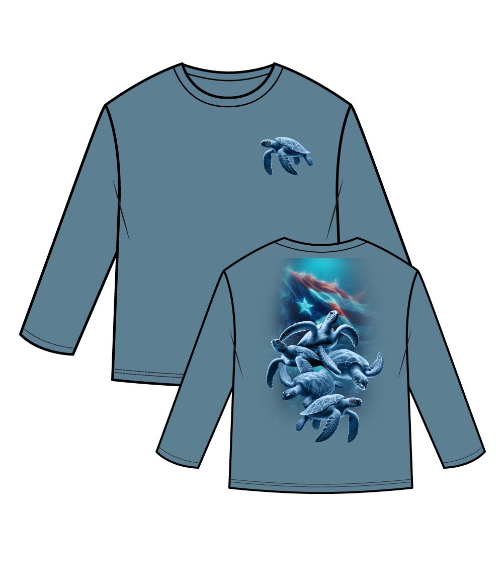 Men Performance L/S Top Turtles with Puerto Rico Flag Graphic - 7884709