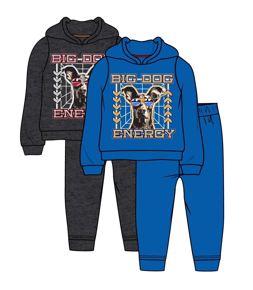 Little Boys 4-7 Doberman Hoodie & Jogger Set – S1OPE “Big Dog Energy” (Style 8128004)