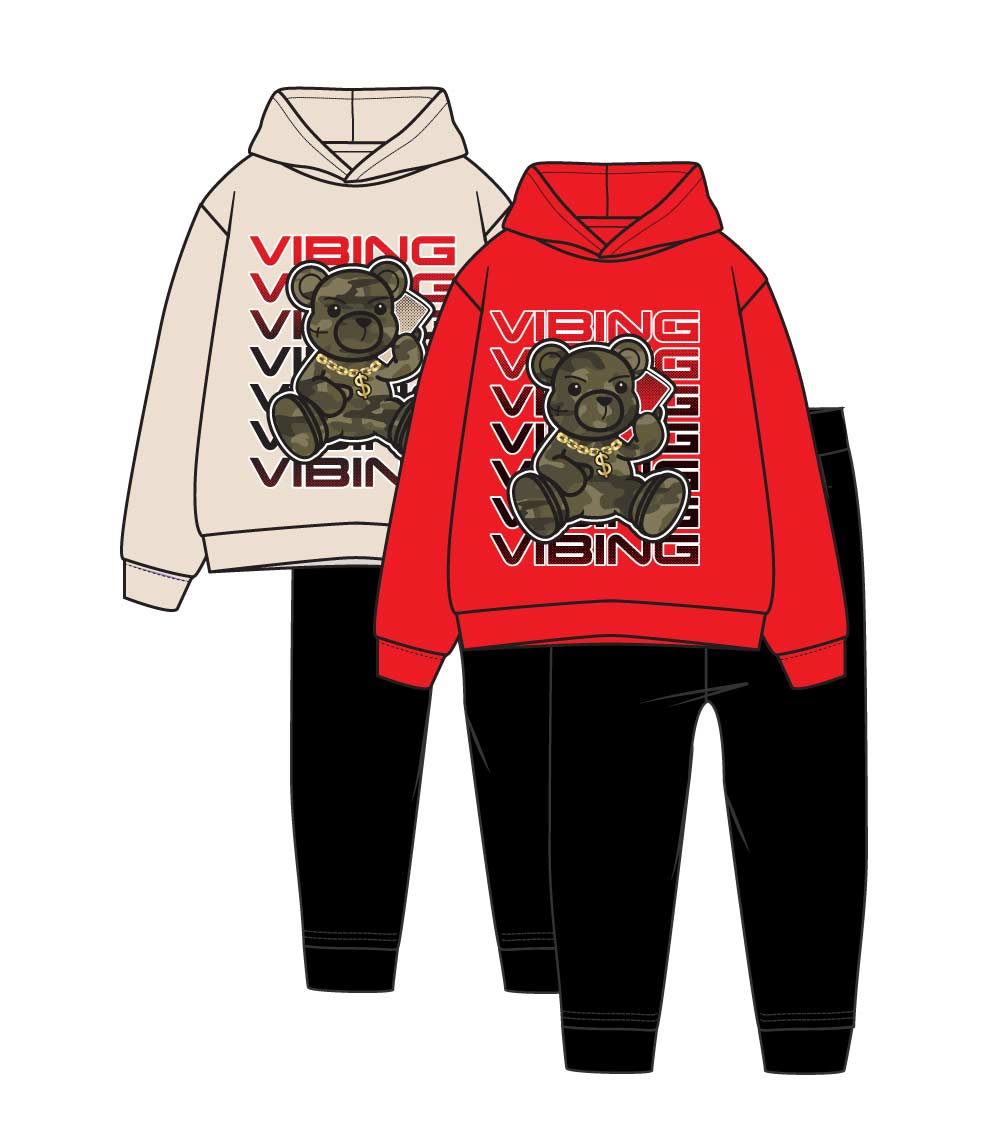 Boys 8-14 Bear Vibing Hoodie & Jogger Set – S1OPE (Style 8192988)