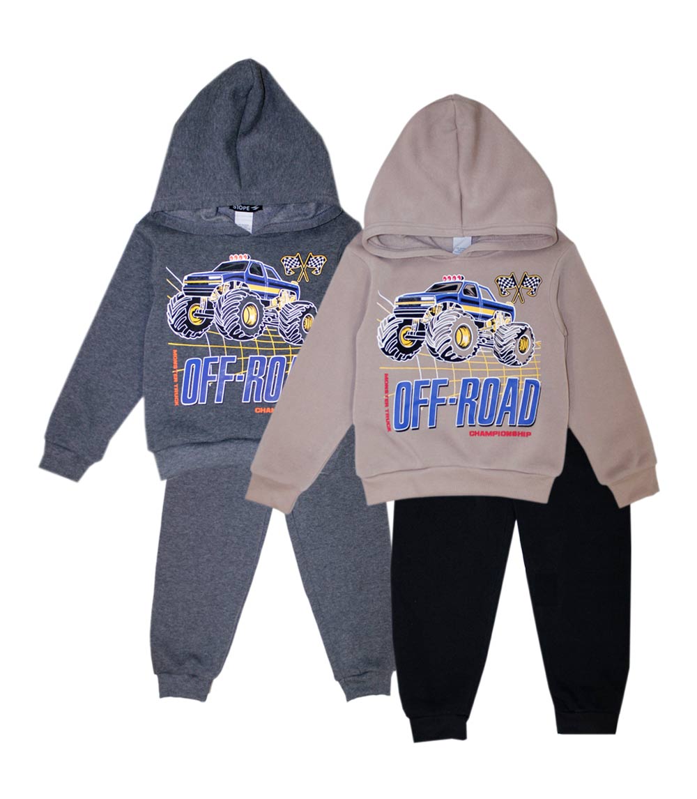 Little Boys 4-7 Monster Truck Hoodie & Jogger Set – S1OPE Pullover (Style 8198504)
