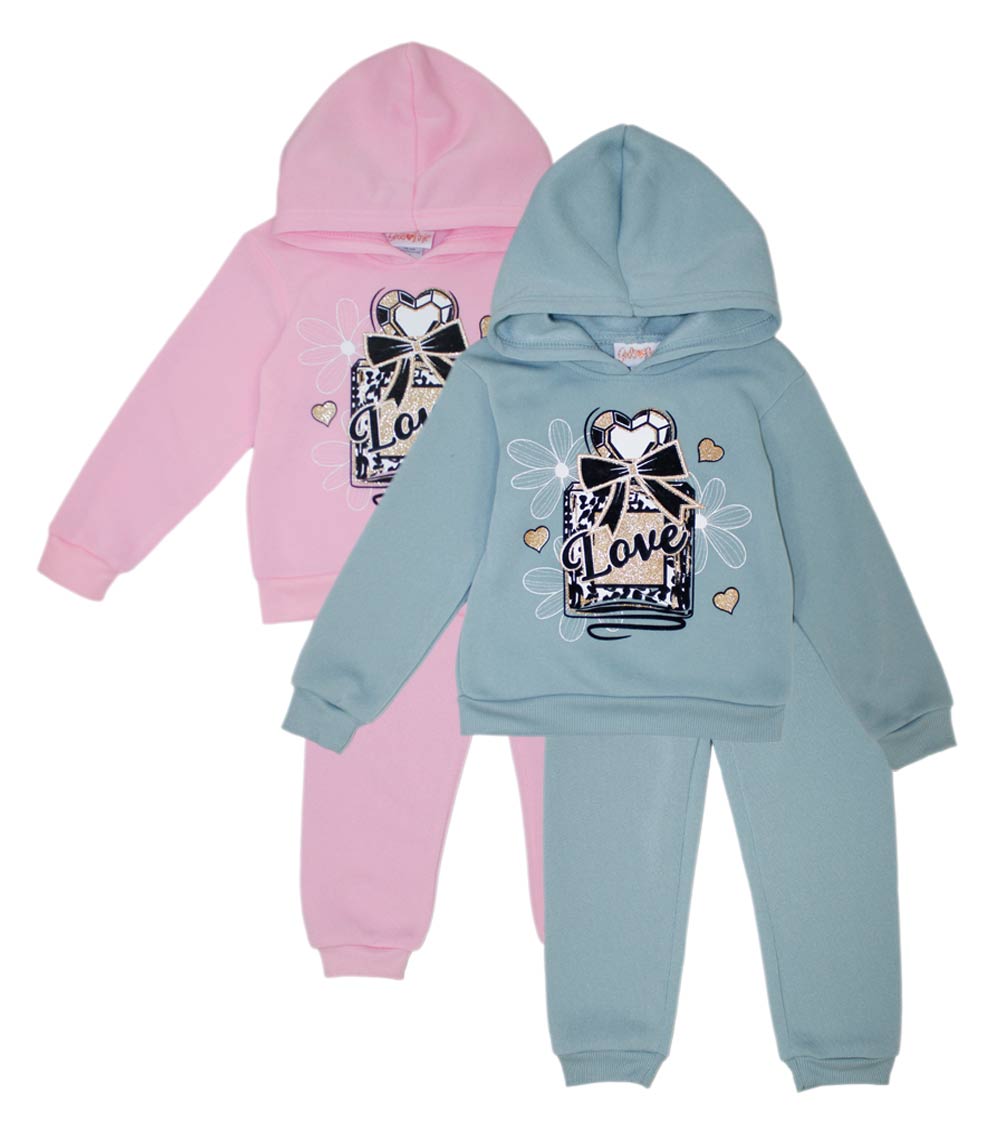 Conjunto deportivo con capucha y estampado de perro rosa para niña - 8618102