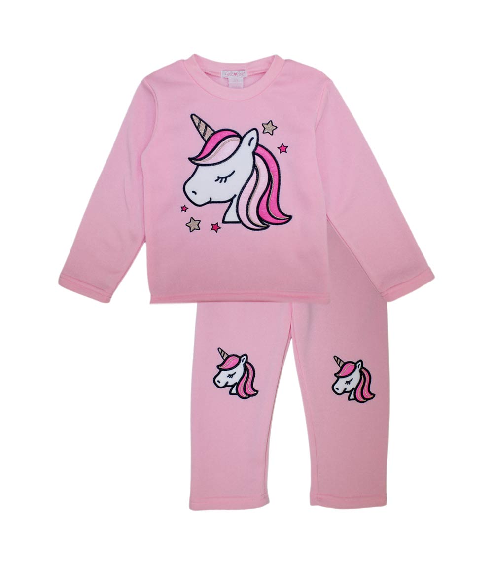 GIRLS PINK Unicorn Applique Crew Neck Jogset W Kneehits-8711002