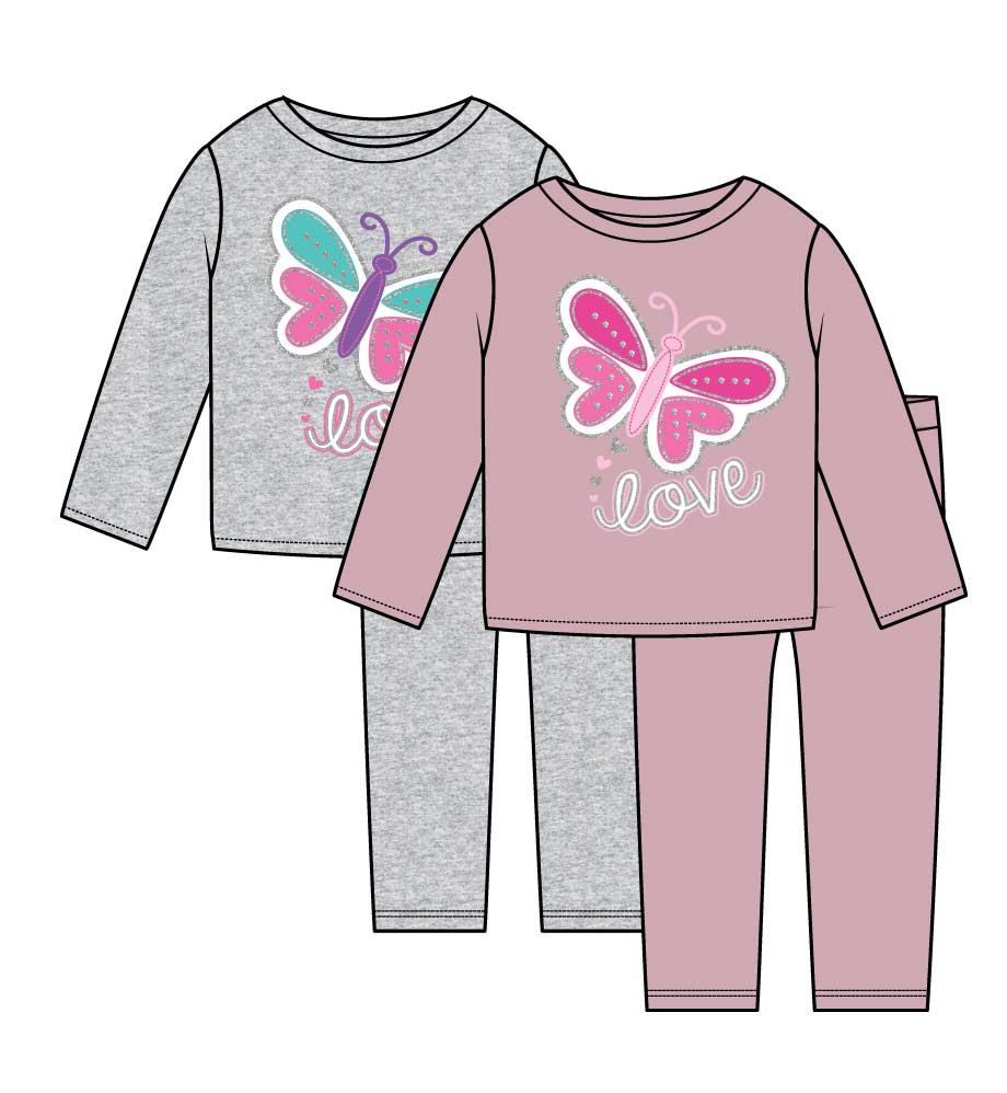 GIRLS PINK Butterfly Love Applique Crew Neck Jogset - 8721501
