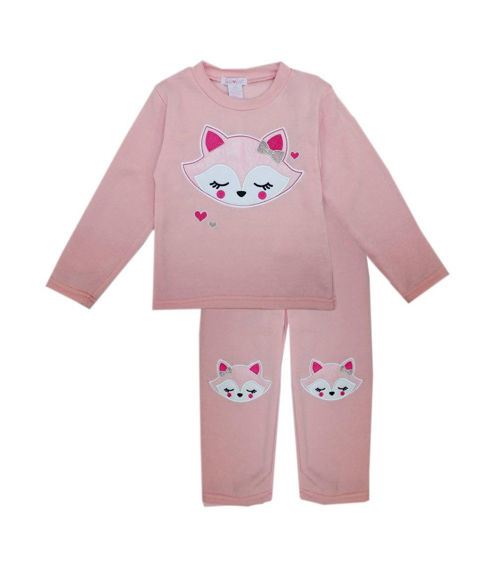 GIRLS PINK Fox Applique Crew Neck Jogset W Kneehits-8737502