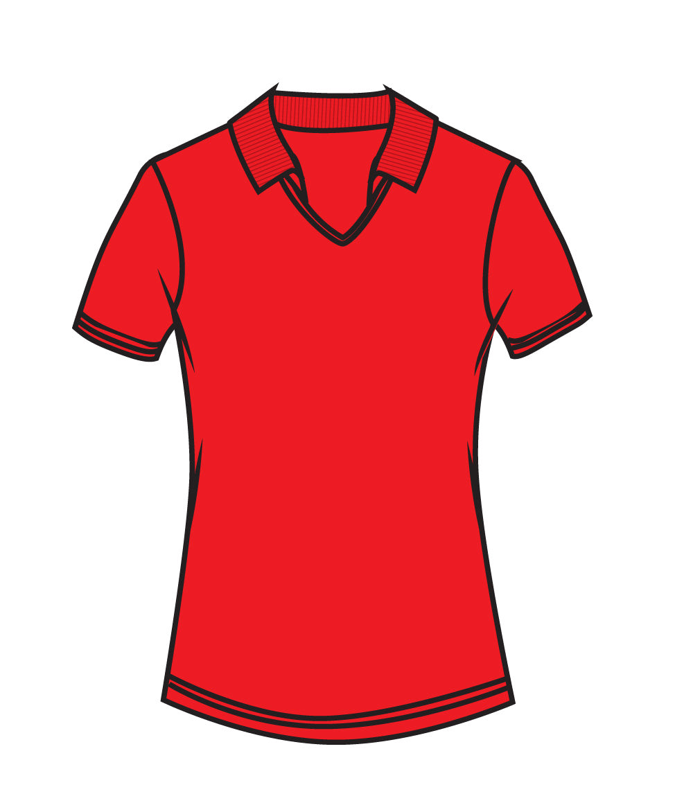 Ladies V-Neck with Collar Performance Polo Red - 9265909