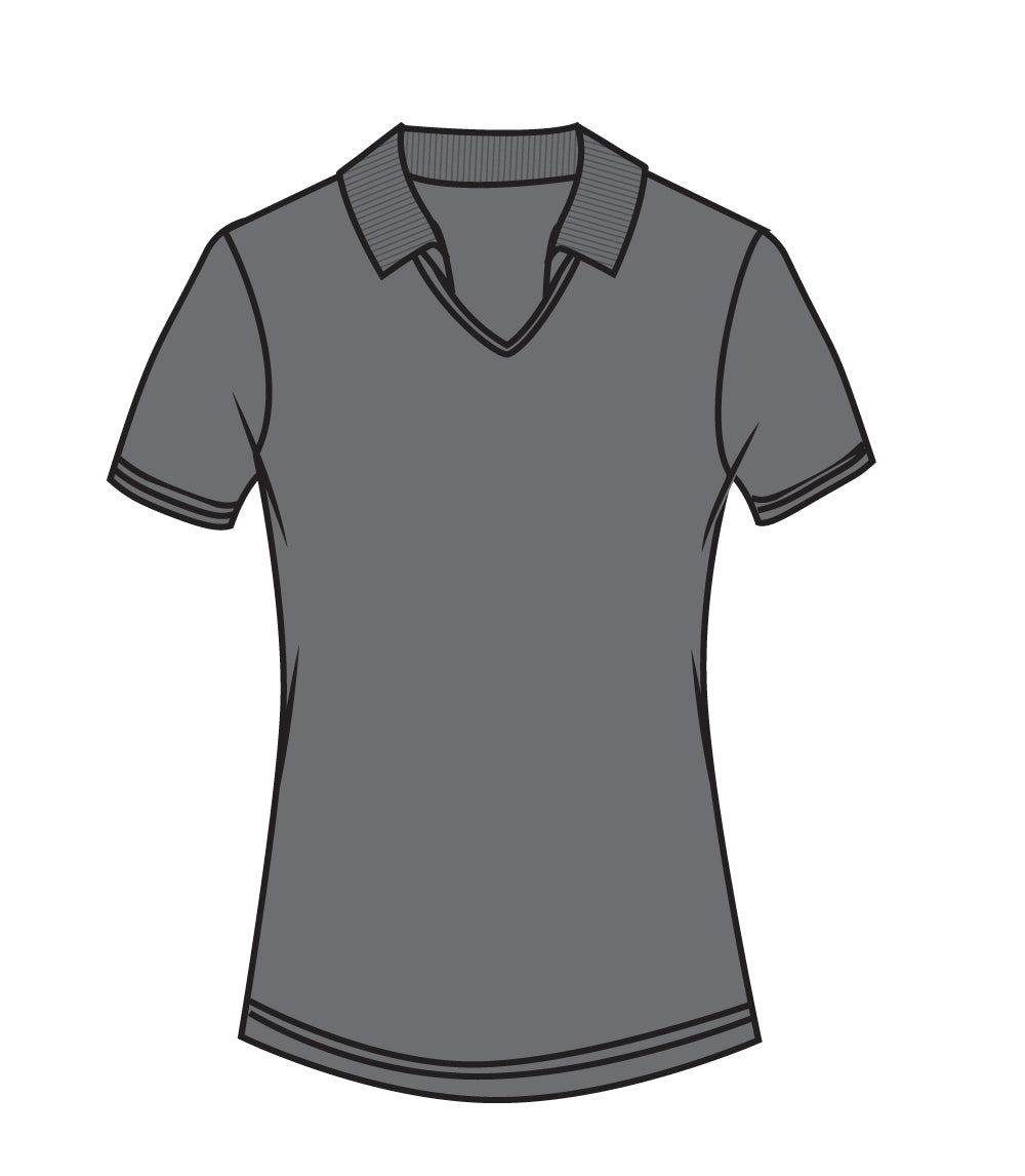 Ladies V-Neck with Collar Performance Polo Charcoal - 9284209