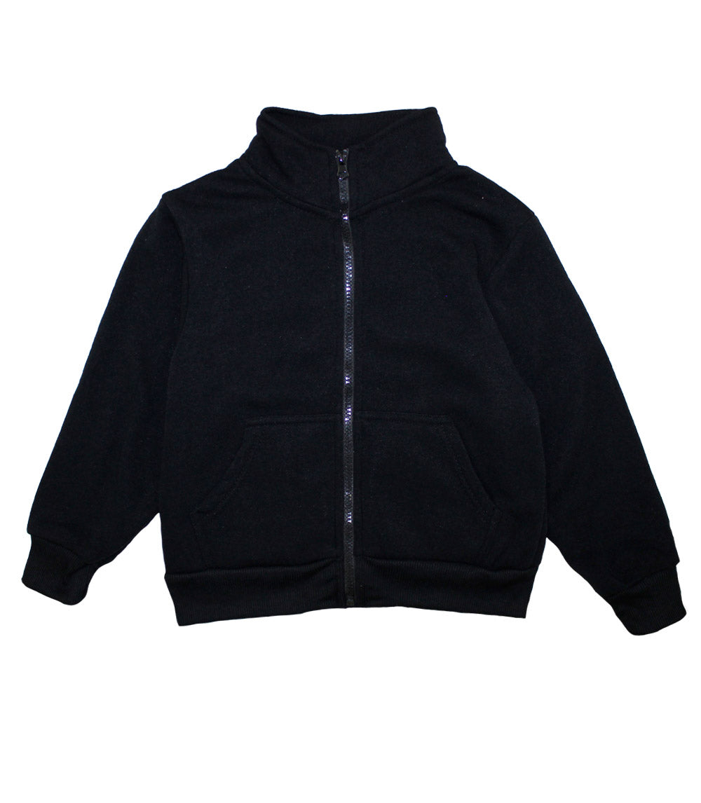 Chaqueta polar negra con cuello y cremallera para niños de 4 a 7 años - 0273204