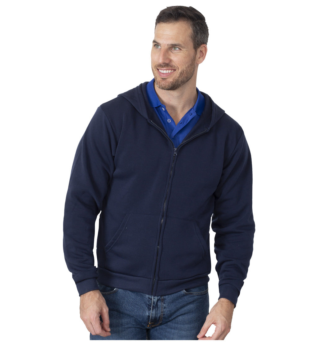 Chaqueta polar con capucha y cremallera frontal para hombre, color azul marino - 0283309