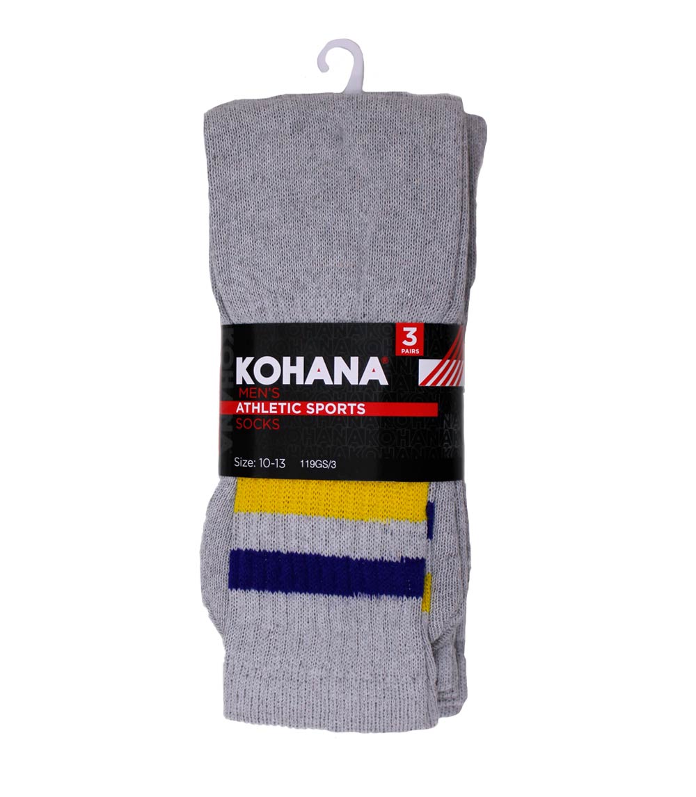 Socks - 10-13 Grey w Stripe Tube Socks - 119GS-3