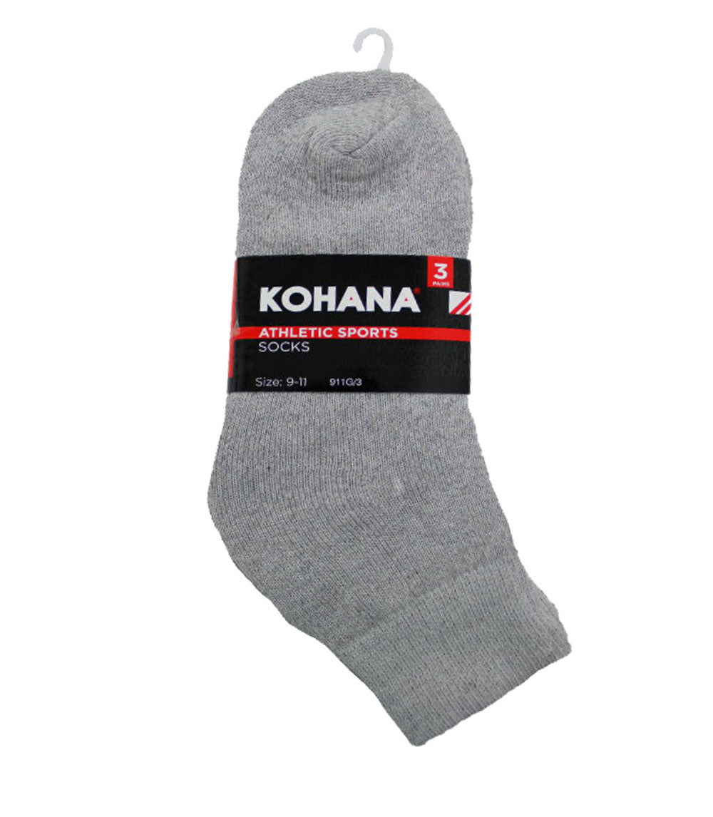 Socks - 10-13 Grey Ankle Sport Socks - 2450G-3