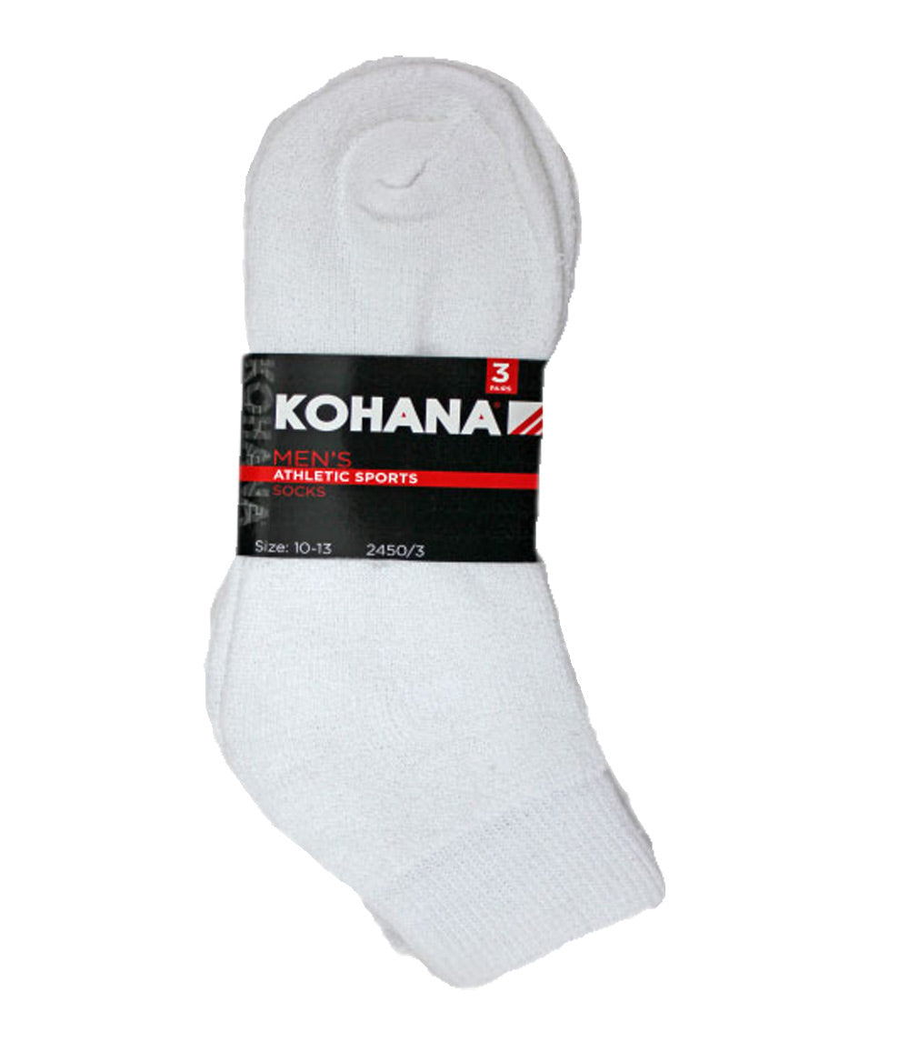 Socks - 10-13 White Ankle Sport Socks - 2450W-3