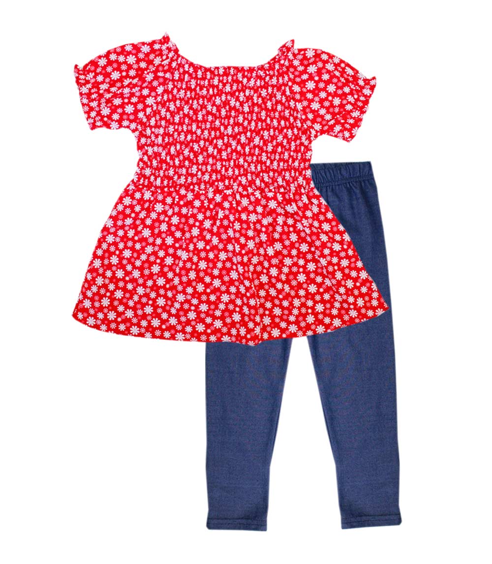 GIRLS PINK Conjunto de jegging con blusa fruncido para niña - 6300227