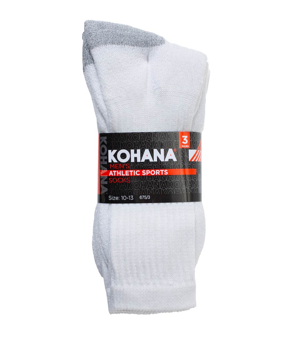Socks - 10-13 White Grey H&T Crew Socks - 675-3