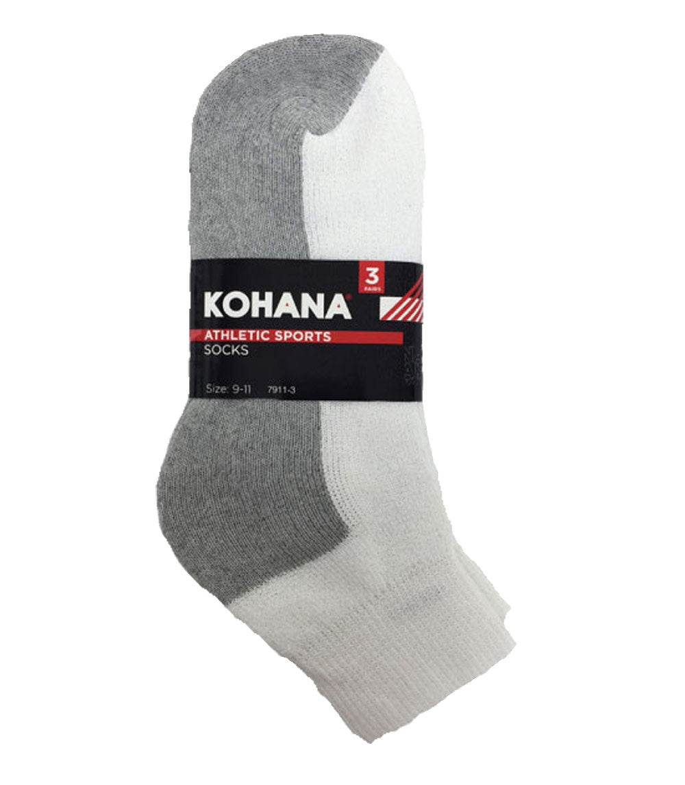 Socks - 10-13 White Grey/Sole Ankle Sport Socks - 71013-3