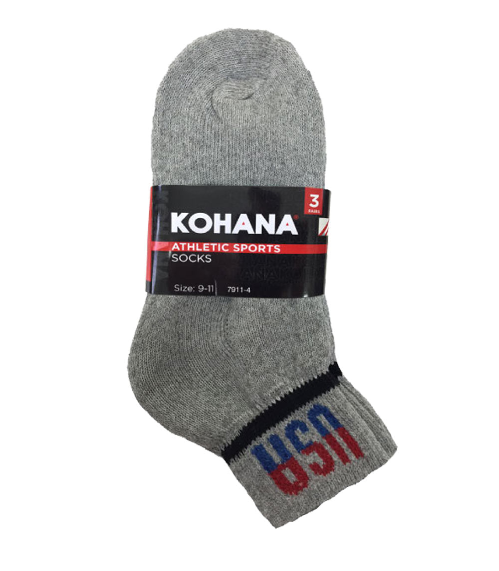 Socks - 6-8 1/2 Grey Ankle Sport Socks - 768-4