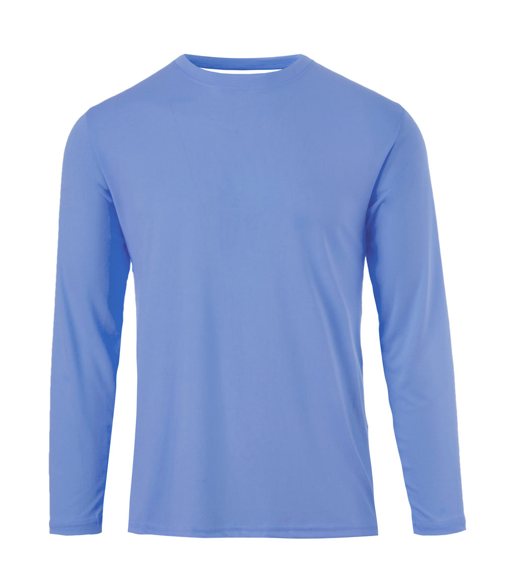 Camiseta de manga larga con cuello redondo y malla cerrada para hombre, color azul Carolina - 7690109