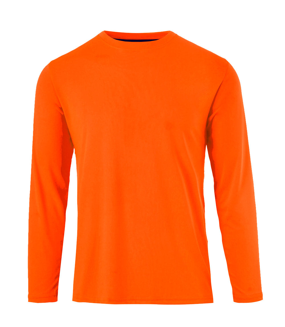 Men Closed Mesh Long Sleeve Crew Neck Orange - 7690809