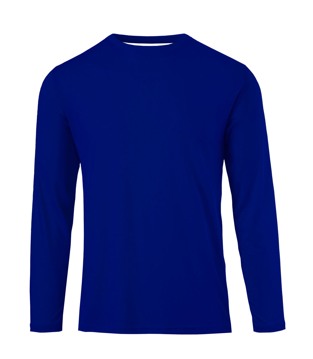 Men Closed Mesh Long Sleeve Crew Neck Royal - 7691009