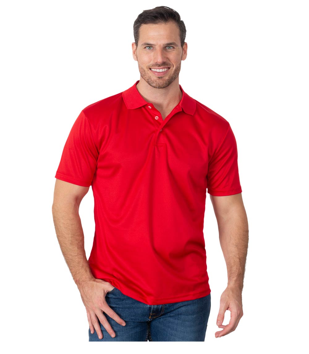 Men Performance Closed Mesh Polo Red - 7745309 - Hemisphere Worldwide Sales Inc