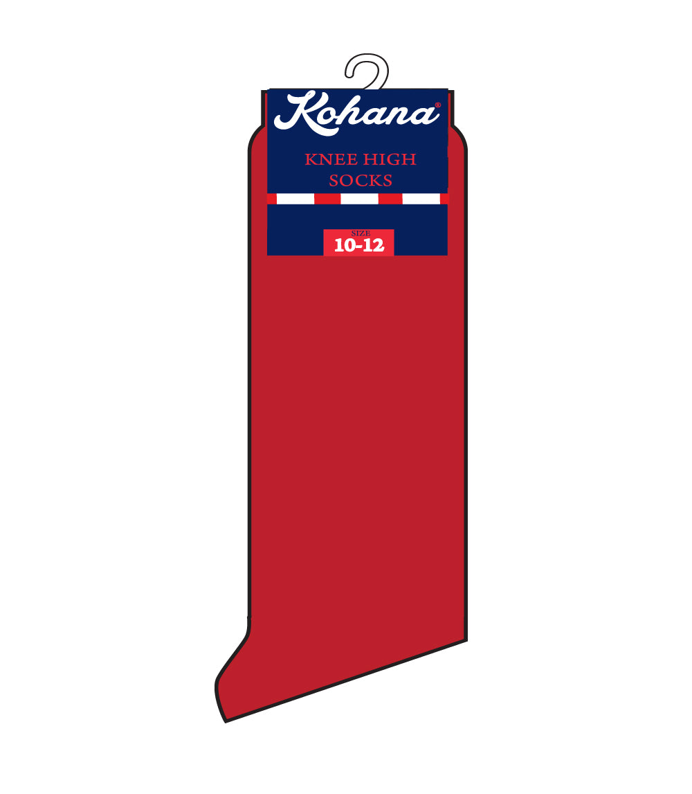 Knee High Socks Red - Size: 10-12 - 90916