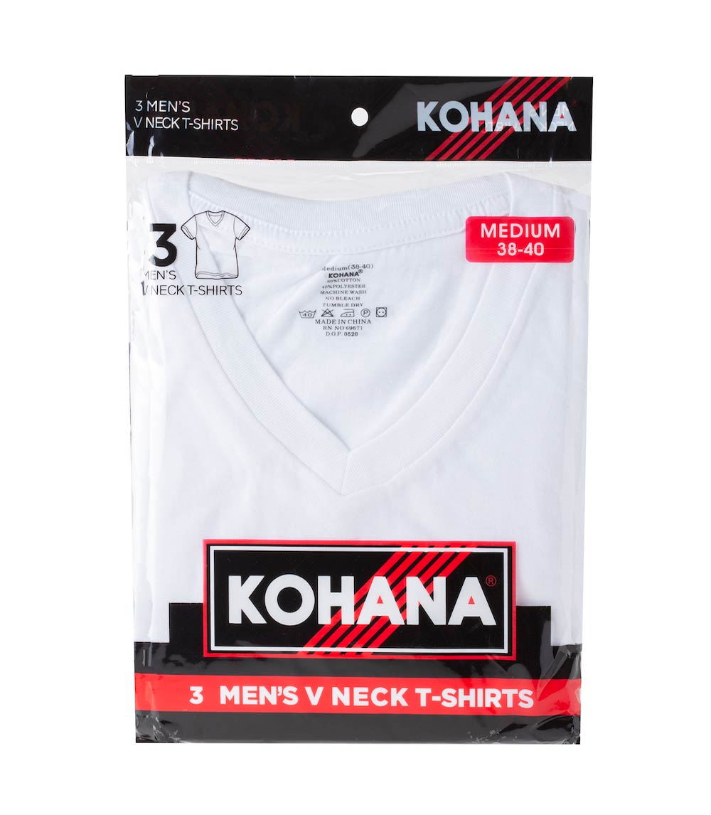 Men's V-Neck T-Shirt - 3pk White - 92525 2XL