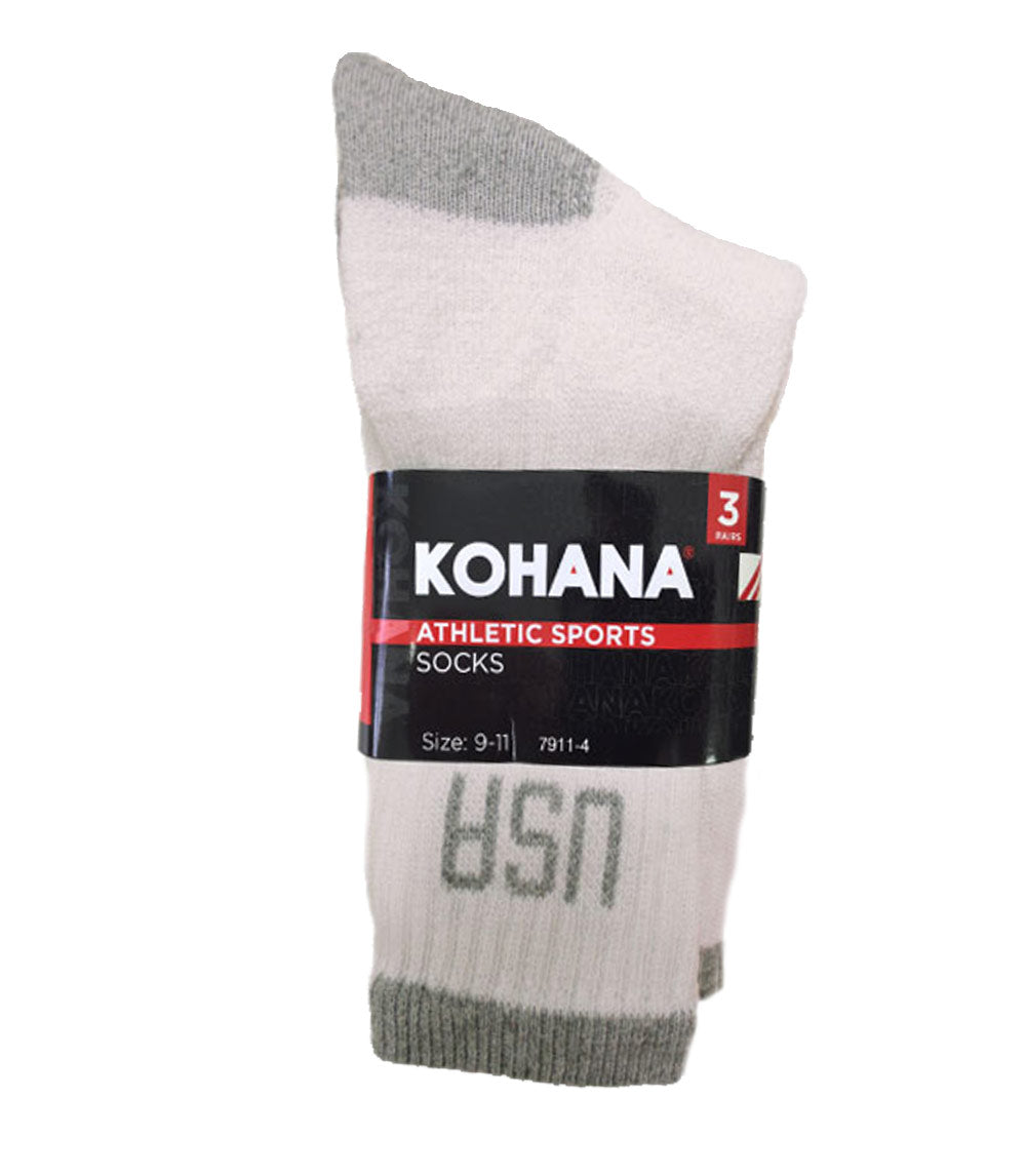 Socks - 10-13 White Grey H&T Crew Socks - 9352908